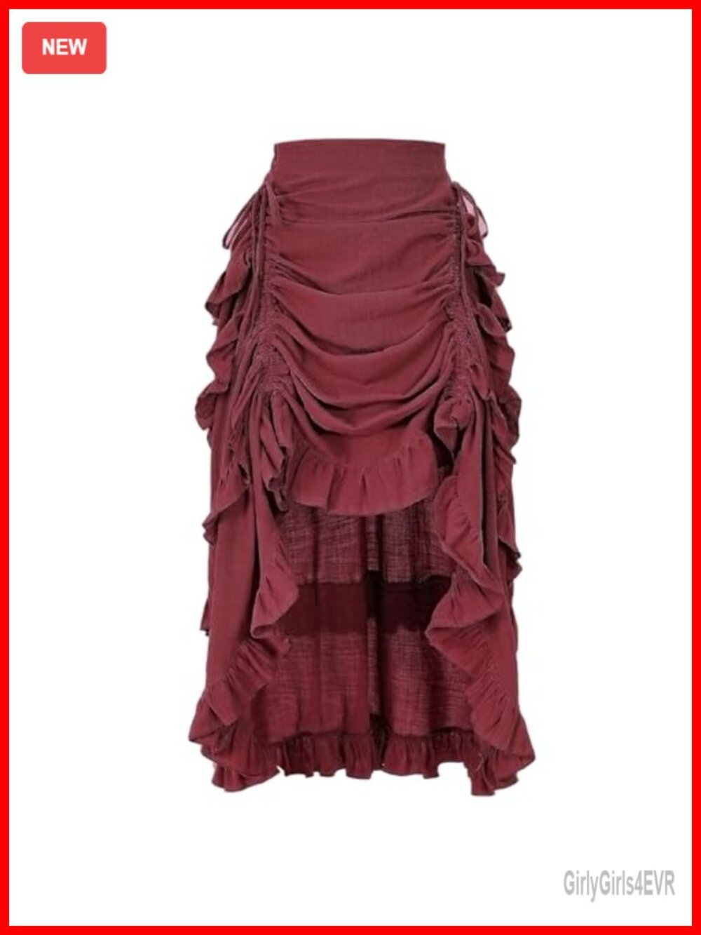 Renaissance Pirate High-Low Ruffle Maxi Skirt Cotton Steampunk Costume